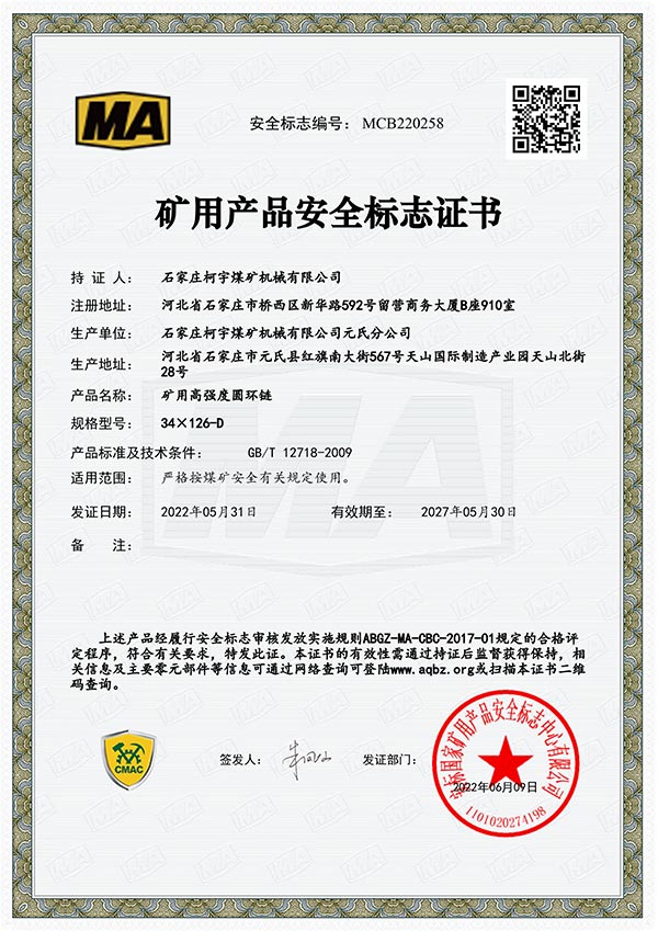 Сертификат безопасности кольцевой цепи класса D